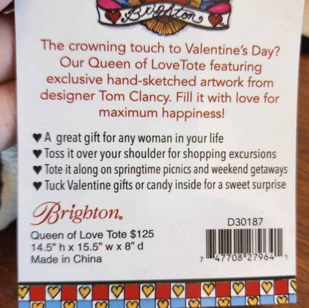 Brighton Queen Of Love Promotional Tote Bag NWT Tom Clancy #P-1 - Picture 8 of 8